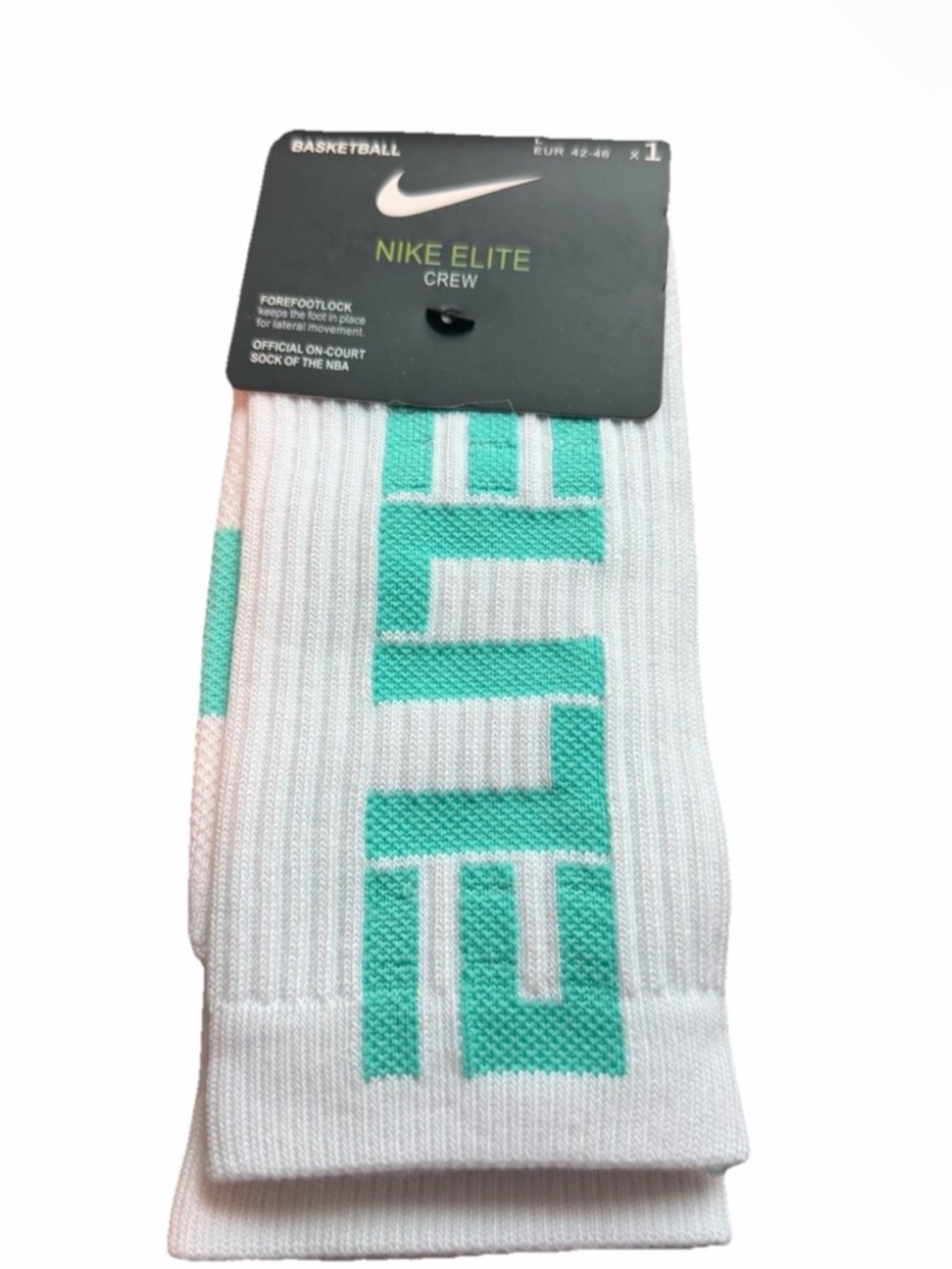Nike Elite Crew Socks - White/Teal Accent